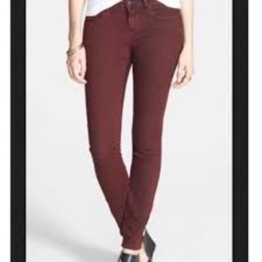 Articles of Society Skinny Jean Maroon Denim Raw Hem Pants Size 25